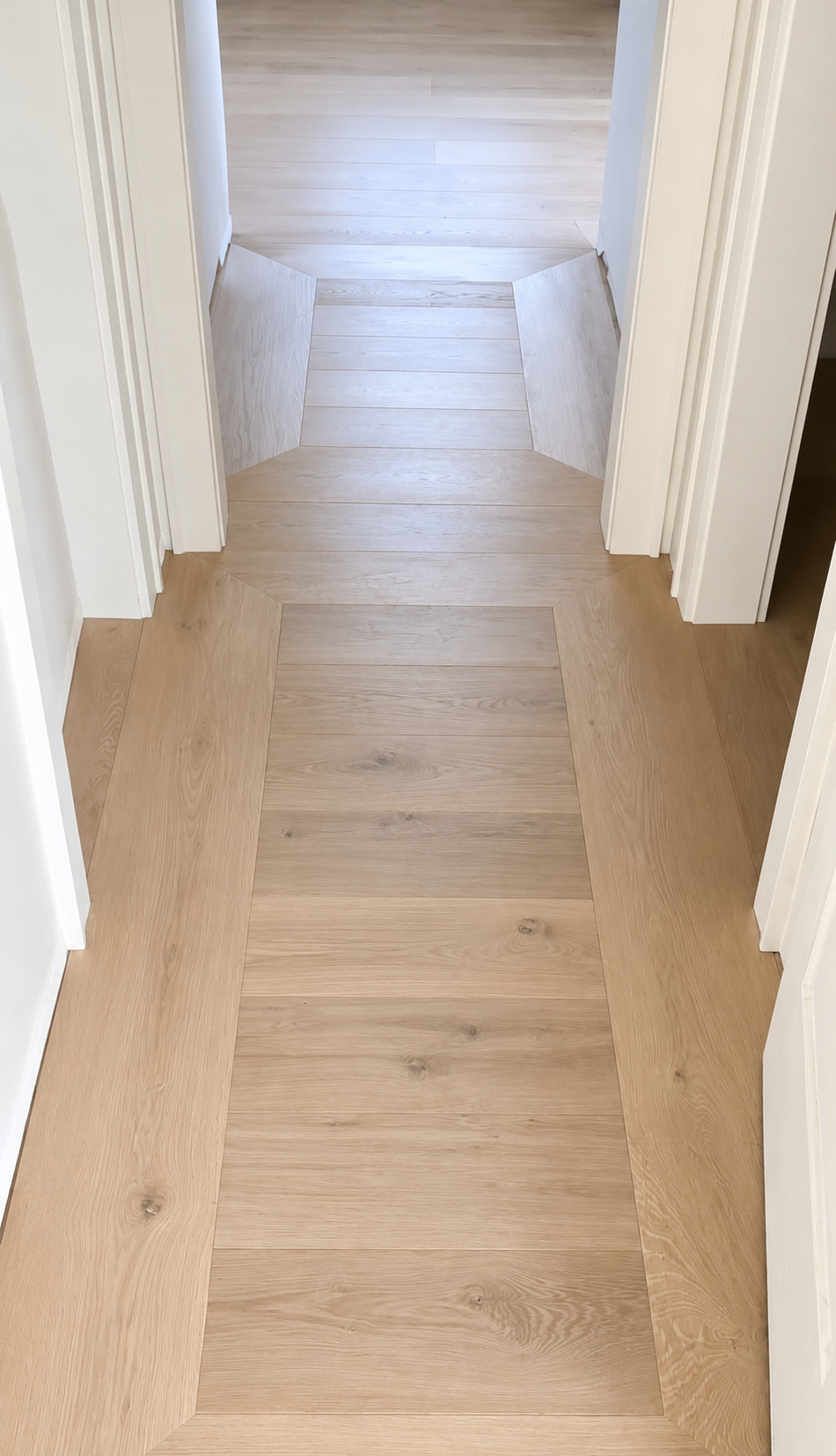 Bordered White Oak Hallway — Hardwood Flooring by American Apex Construction