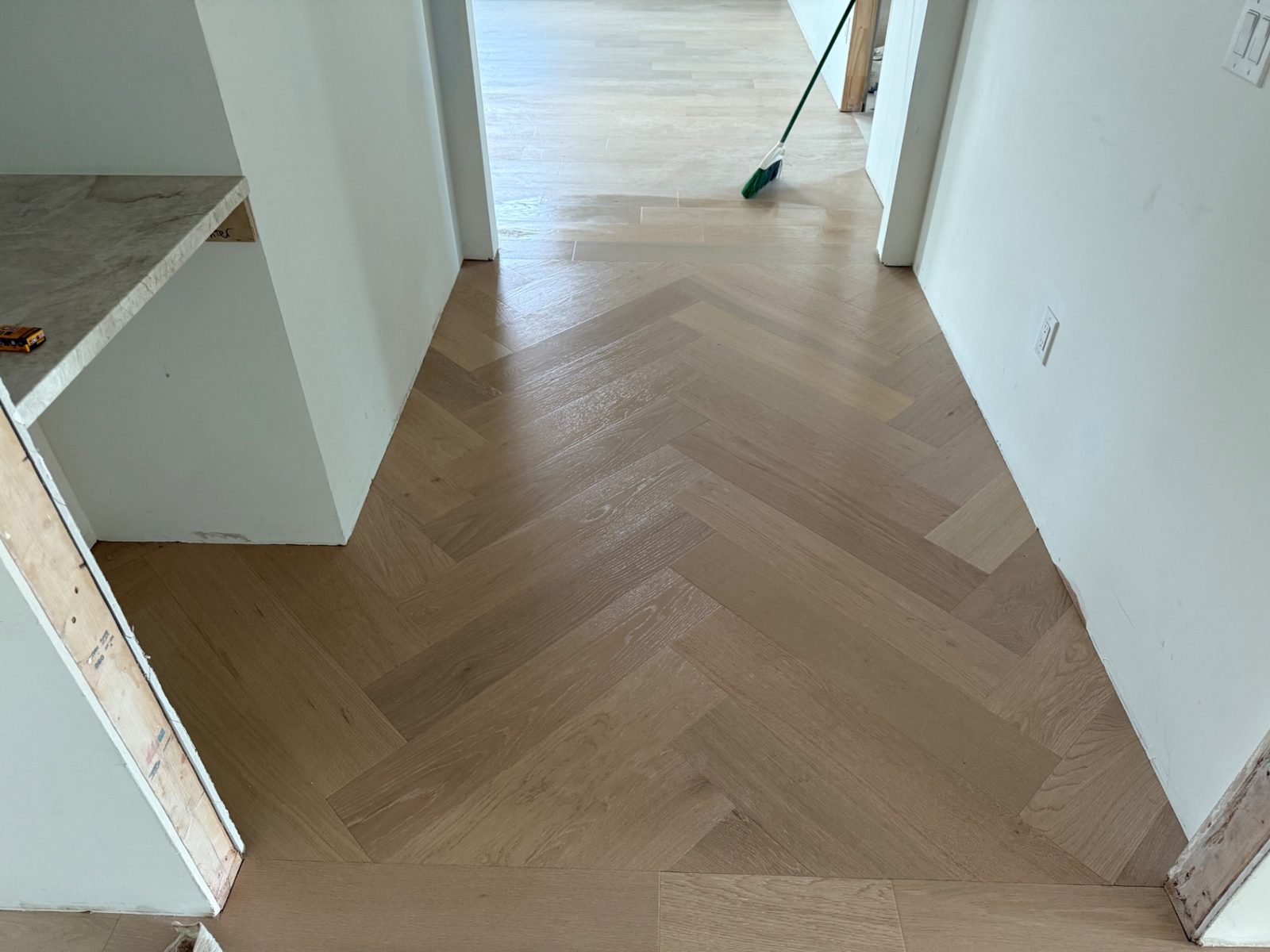 Herringbone pattern hardwood flooring